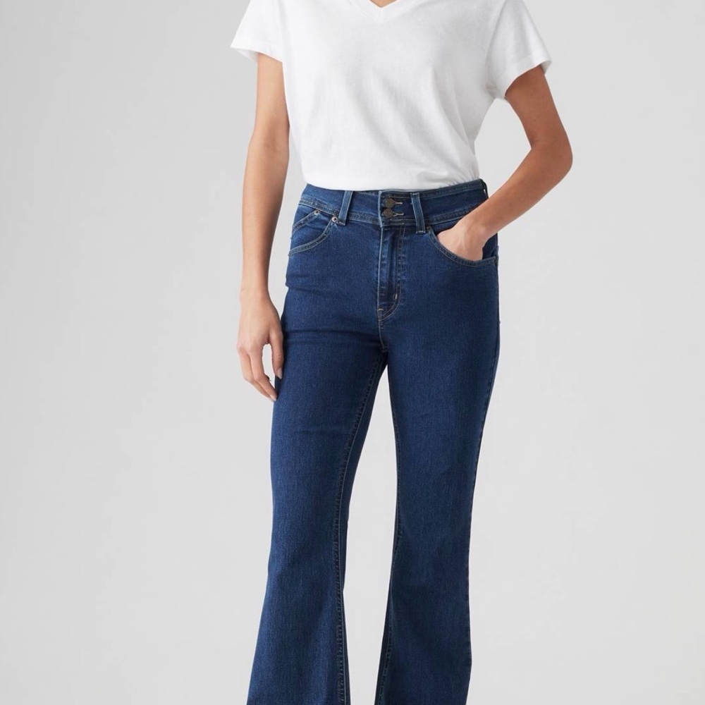 Retro Womens Levi's 726 - High-Rise Dark Wash  Flare